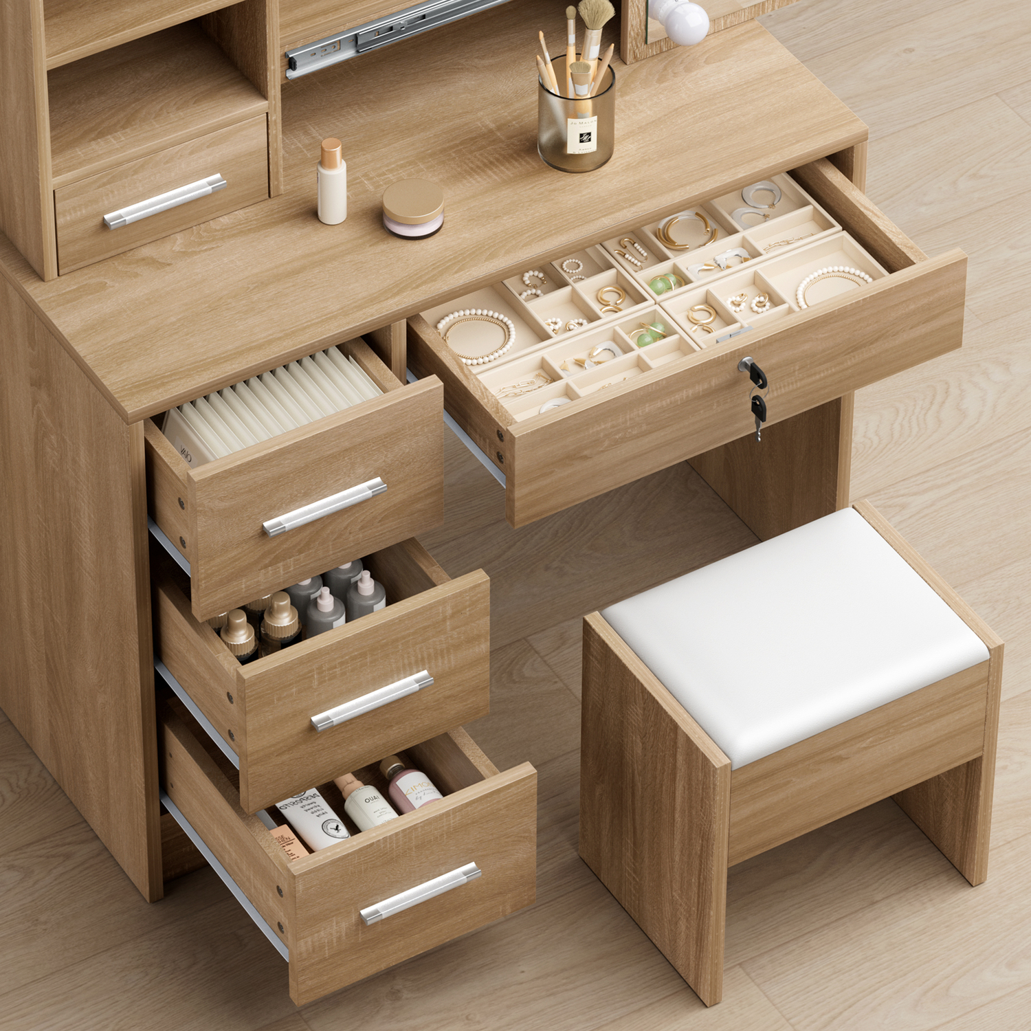HoxtonRoom 2 Piece Ashly Dressing Table & Stool Set | Temple & Webster